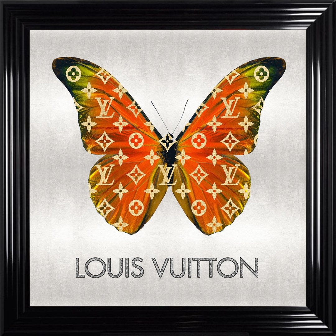 Untitled - 2023-10-15T100918.404 Louis Vuitton Orange Butterfly - Framed Wall Art