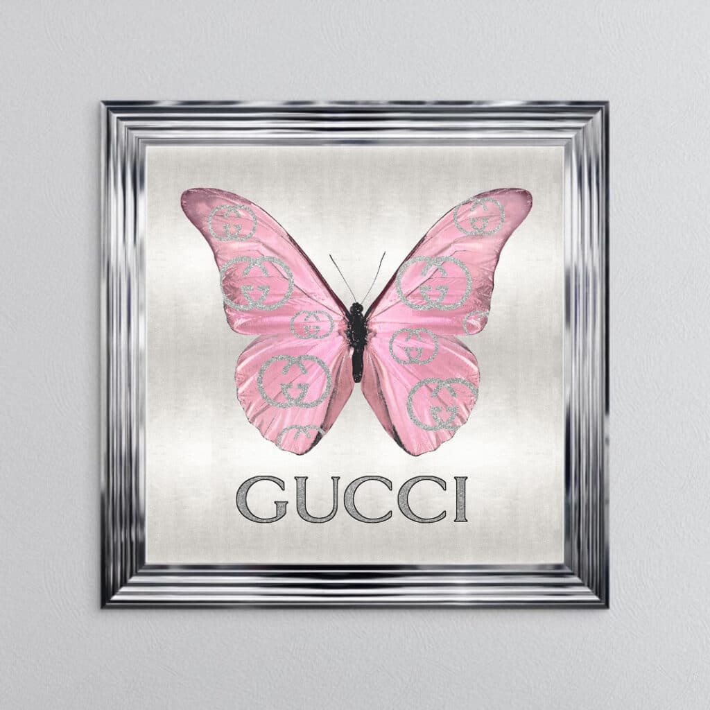 Gucci Pink Butterfly - Framed Wall Art