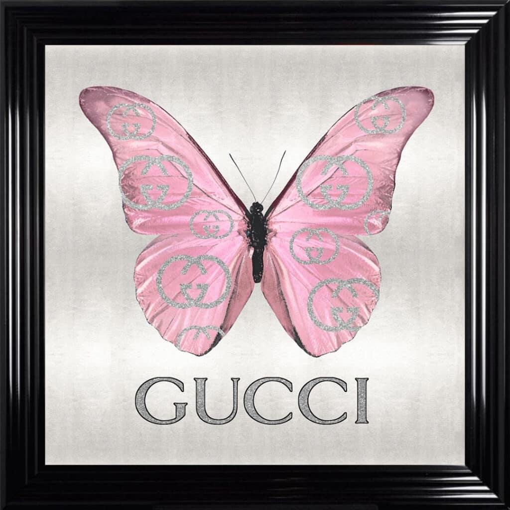Gucci Pink Butterfly - Framed Wall Art