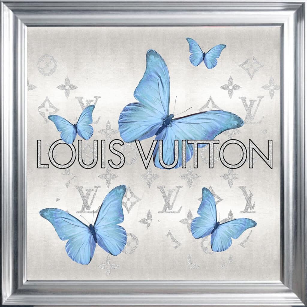 Louis Vuitton Tiffany Blue Butterflies - Framed Wall Art