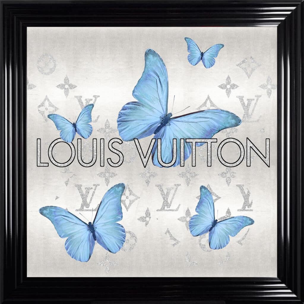Louis Vuitton Tiffany Blue Butterflies - Framed Wall Art