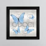 Gucci Tiffany Blue Butterflies - Framed Wall Art