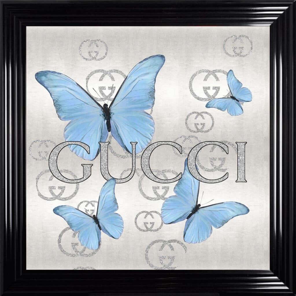 Gucci Tiffany Blue Butterflies - Framed Wall Art