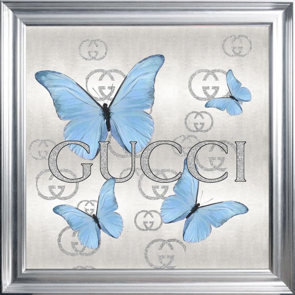 Gucci Tiffany Blue Butterflies - Framed Wall Art