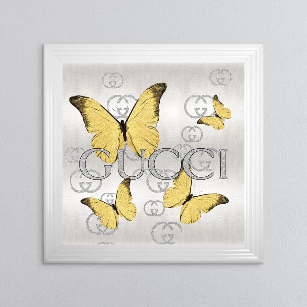 Gucci Gold Butterflies - Framed Wall Art