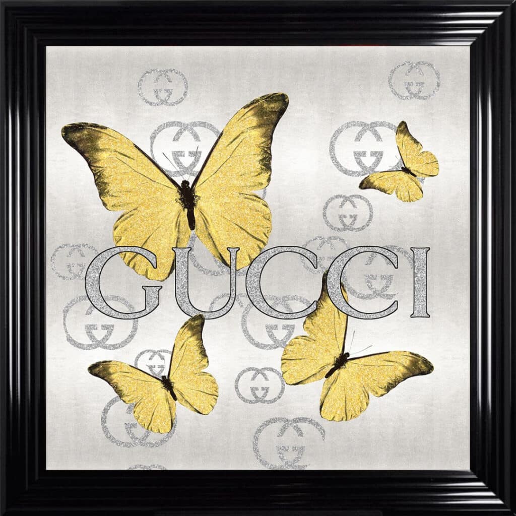Gucci Gold Butterflies - Framed Wall Art