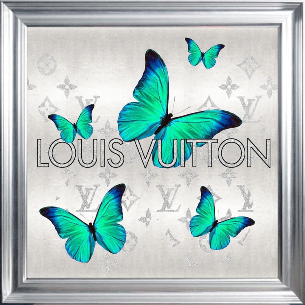 Louis Vuitton Emerald Green Butterflies - Framed Wall Art