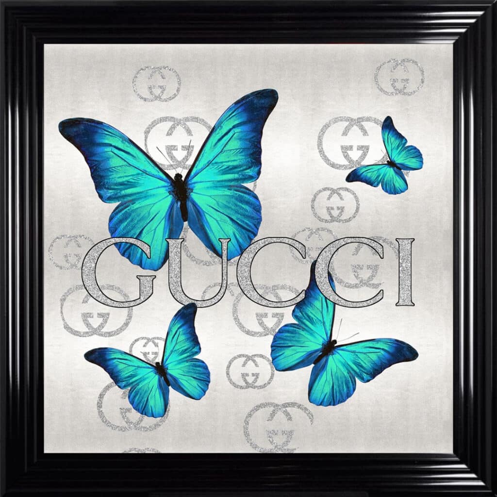 Gucci Emerald Green Butterflies - Framed Wall Art