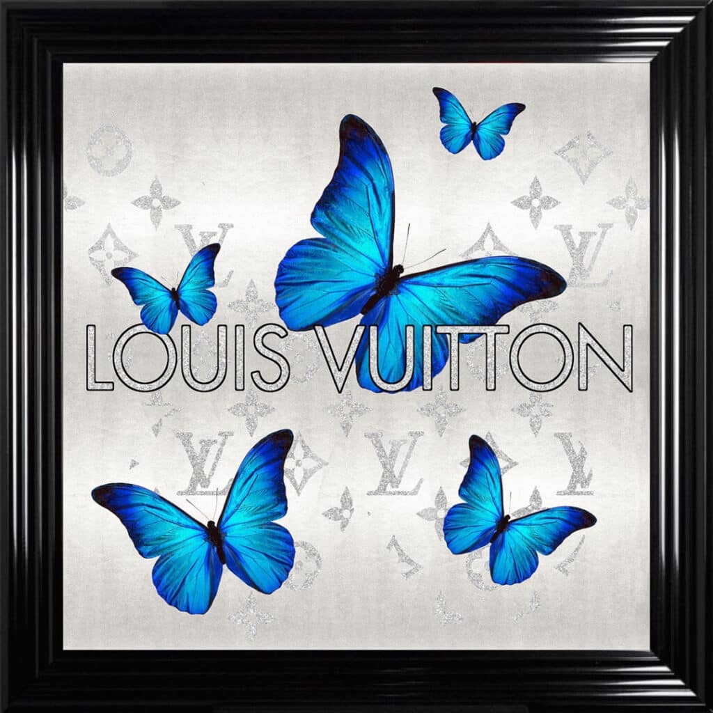 Louis Vuitton Royal Blue Butterflies - Framed Wall Art