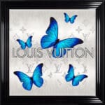 Louis Vuitton Royal Blue Butterflies - Framed Wall Art