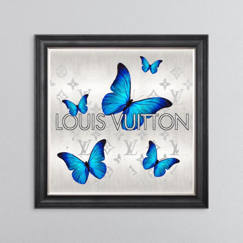 Louis Vuitton Royal Blue Butterflies - Framed Wall Art
