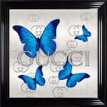 Gucci Royal Blue Butterflies - Framed Wall Art