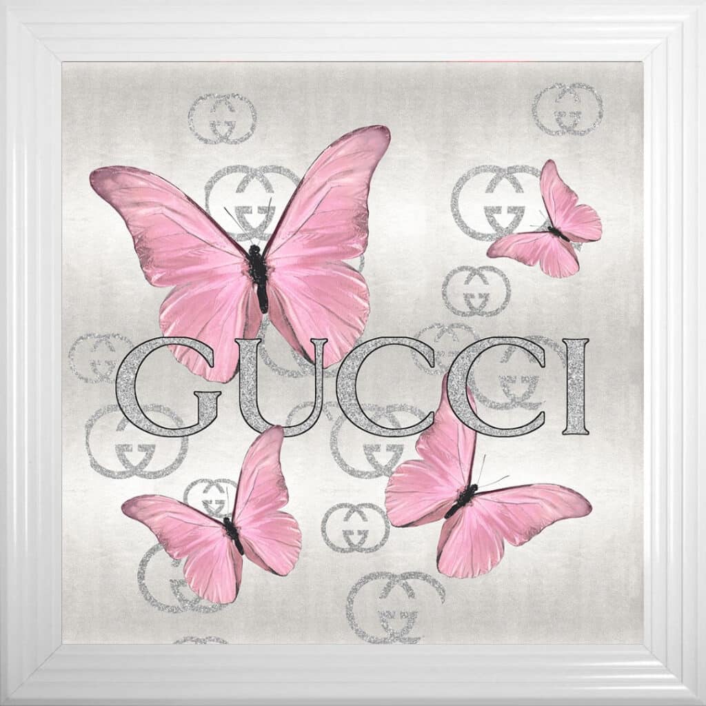 Gucci Pink Butterflies - Framed Wall Art