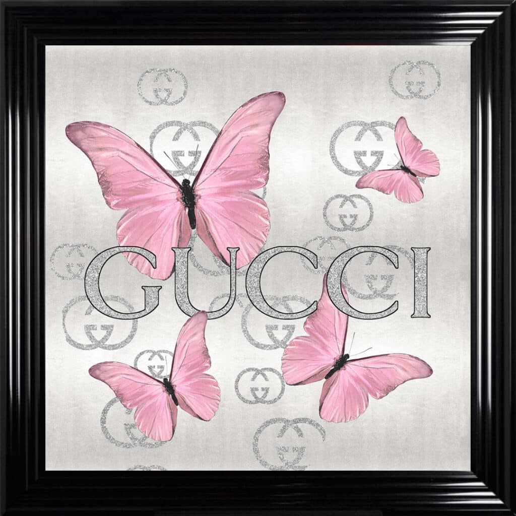 Gucci Pink Butterflies - Framed Wall Art