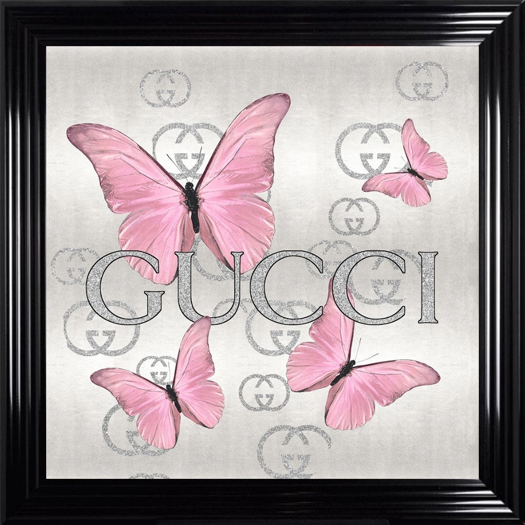 Untitled - 2023-10-15T103732.529 Gucci Pink Butterflies - Framed Wall Art