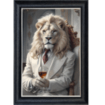 Lion in White Jacket - Framed Animal Wall Art