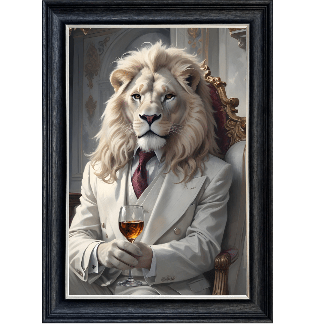 Untitled - 2024-07-27T170856.843 Lion in White Jacket - Framed Animal Wall Art