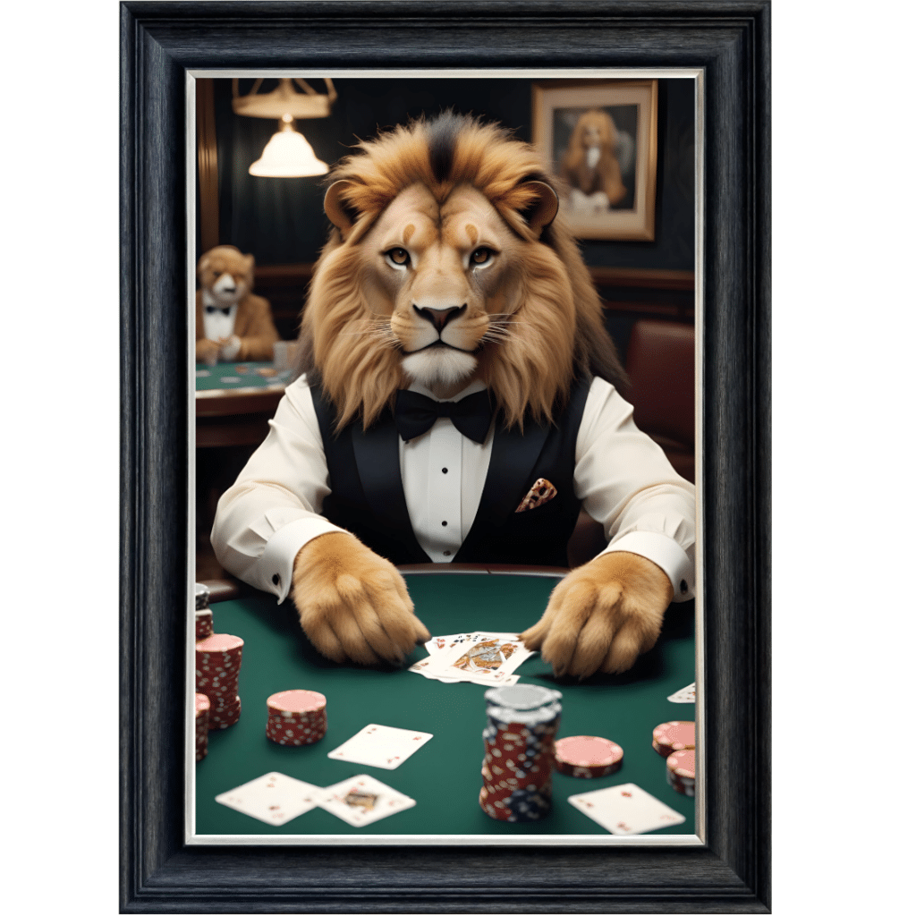 Casino Lion King - Framed Animal Wall Art