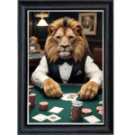 Casino Lion King - Framed Animal Wall Art