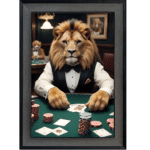 Casino Lion King - Framed Animal Wall Art