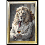 Lion in White Jacket - Framed Animal Wall Art