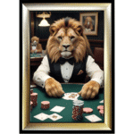 Casino Lion King - Framed Animal Wall Art
