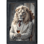 Lion in White Jacket - Framed Animal Wall Art