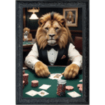 Casino Lion King - Framed Animal Wall Art