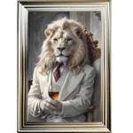 Lion in White Jacket - Framed Animal Wall Art