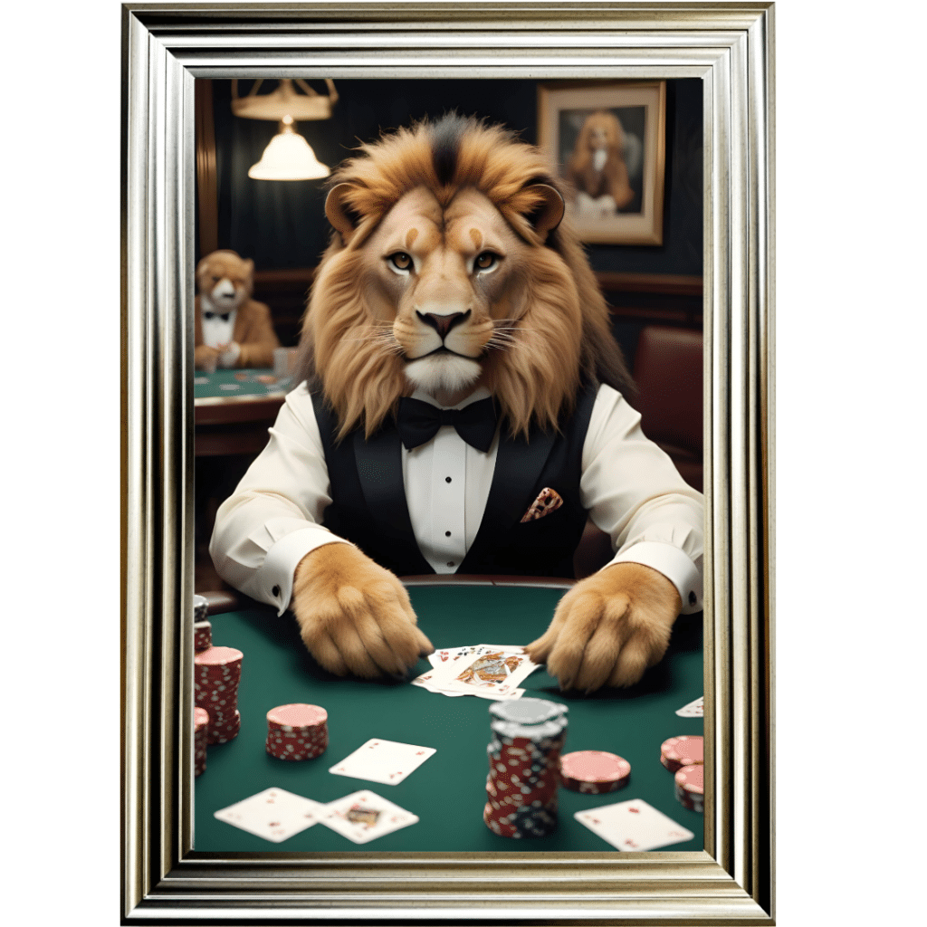 Casino Lion King - Framed Animal Wall Art