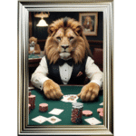 Casino Lion King - Framed Animal Wall Art