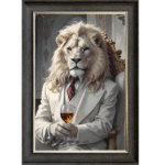 Lion in White Jacket - Framed Animal Wall Art