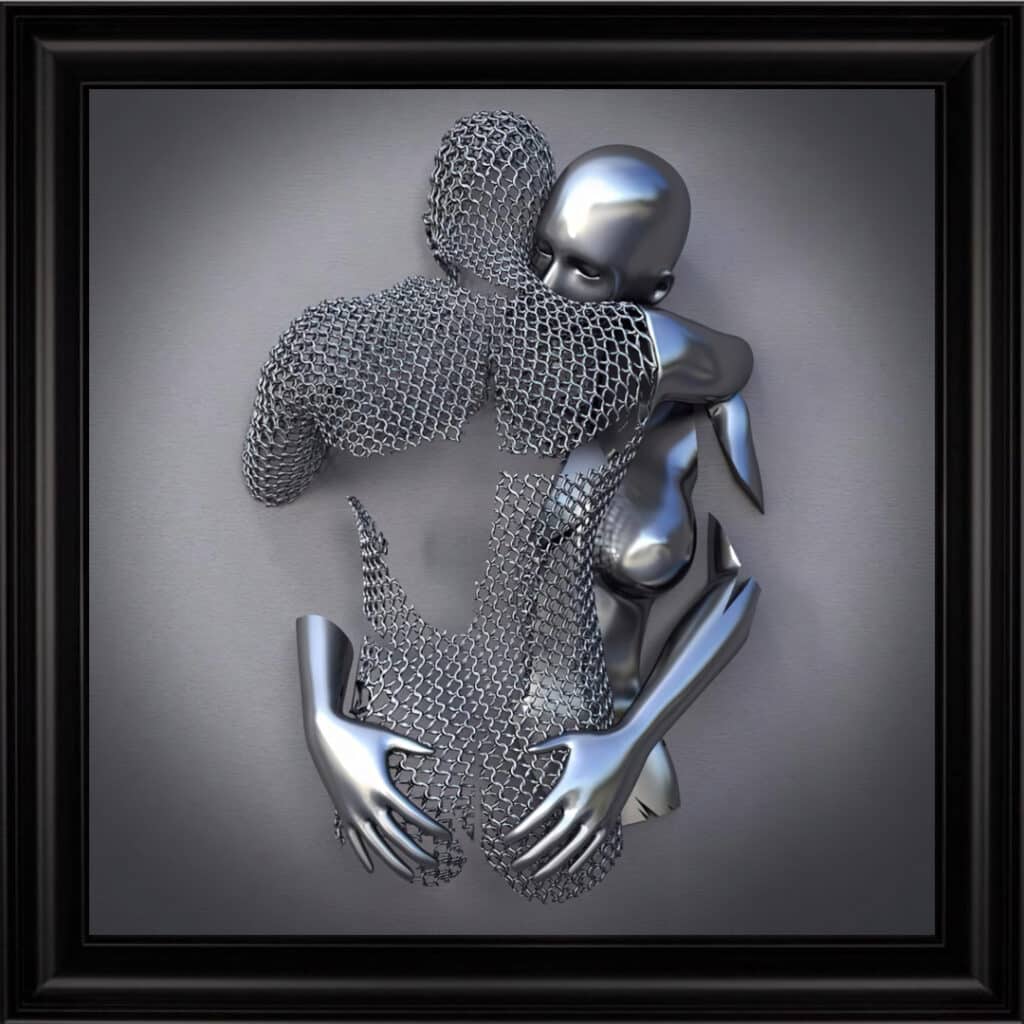 Chained Embrace - Framed Wall Art