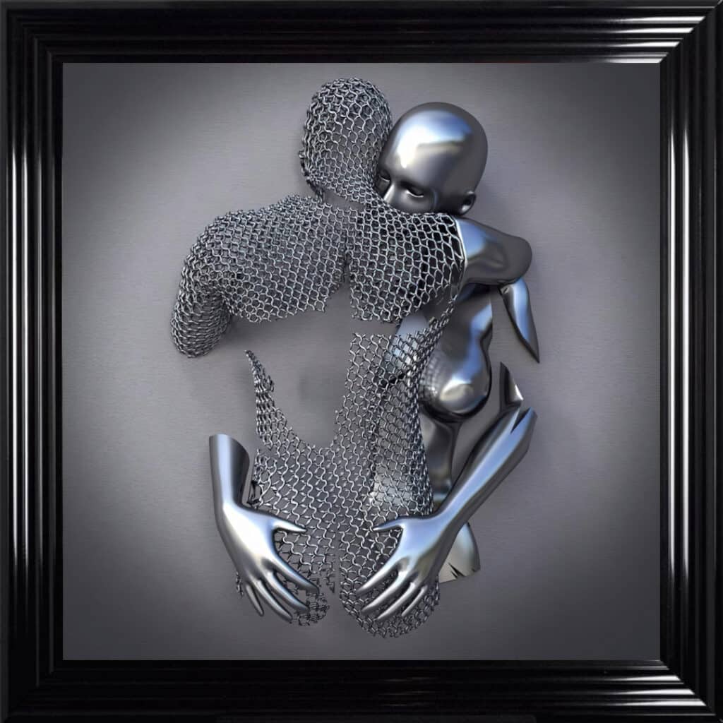 Chained Embrace - Framed Wall Art