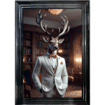 Stag in suit - Framed Animal Wall Art