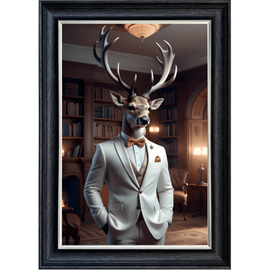 Stag in suit - Framed Animal Wall Art