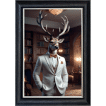 Stag in suit - Framed Animal Wall Art