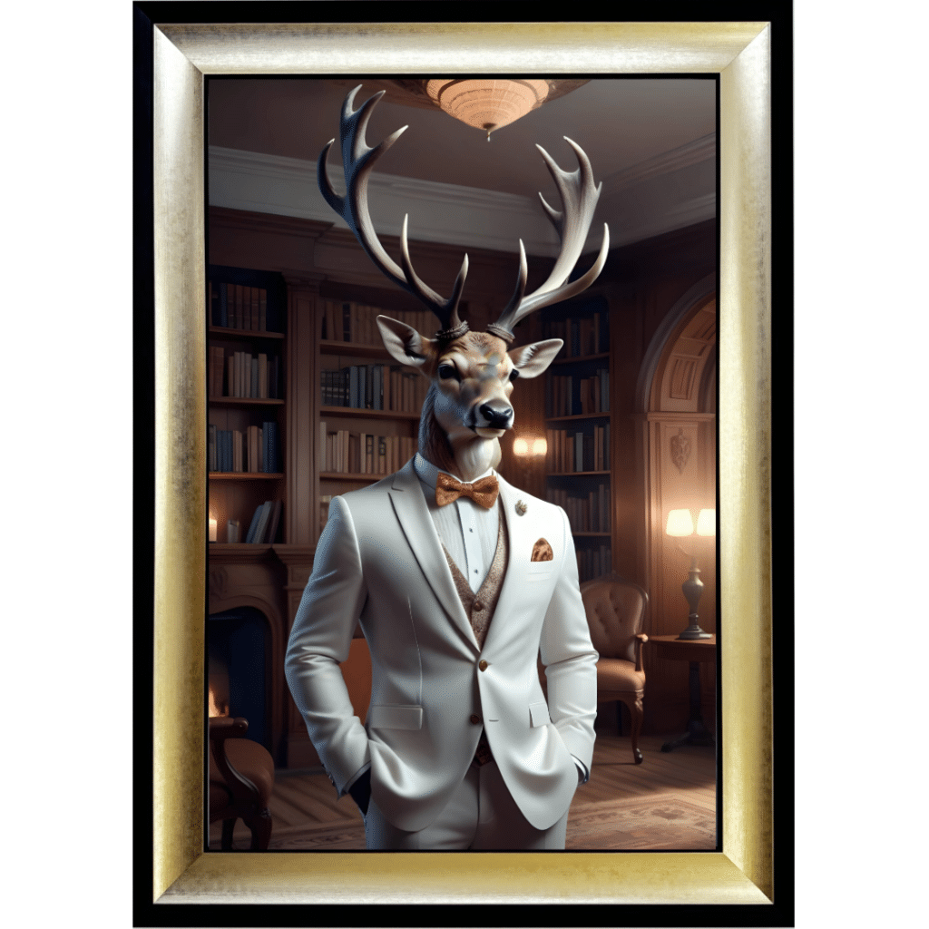 Stag in suit - Framed Animal Wall Art