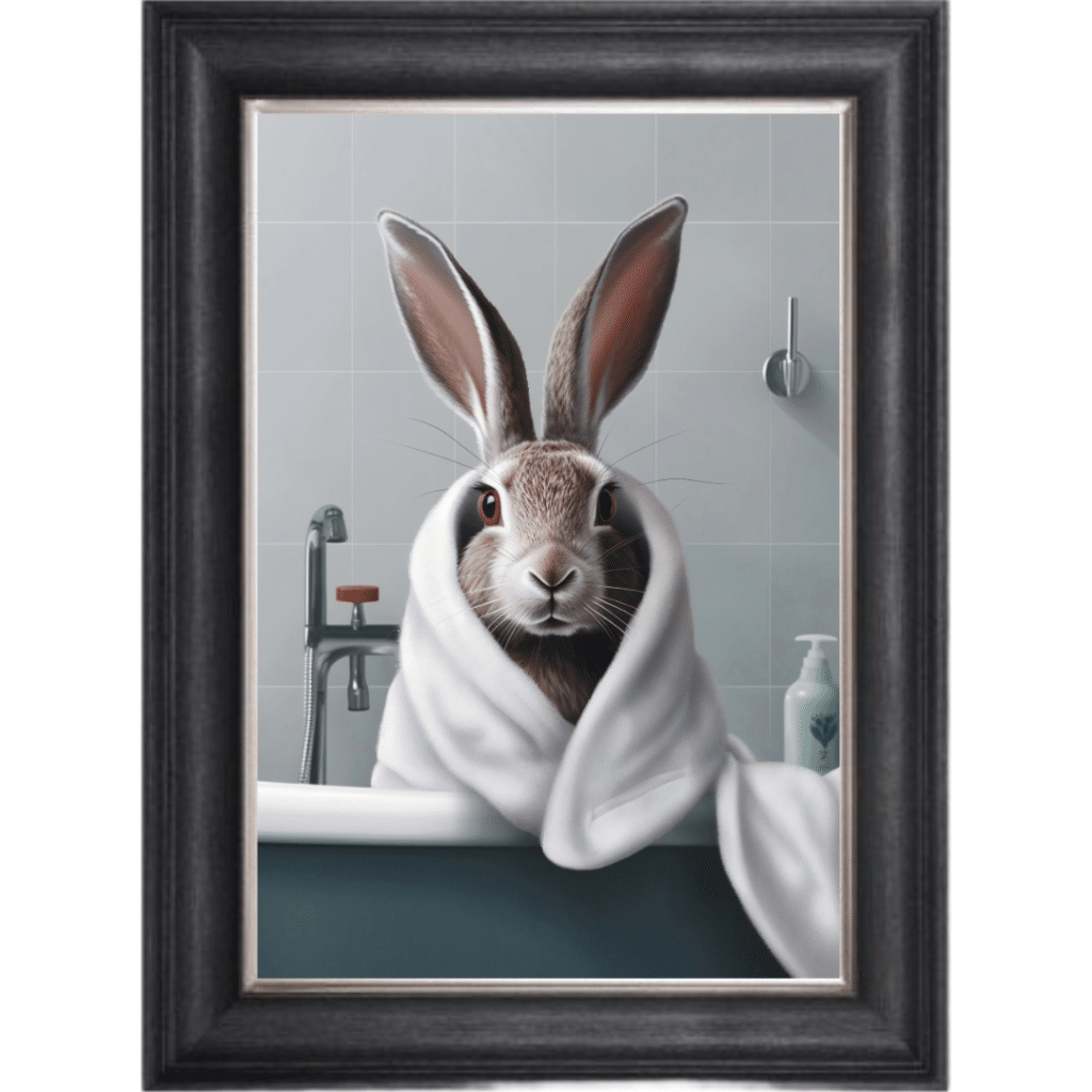 Rabbit in the Bath - Framed Picture