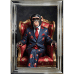 Chimpanzee in floral suit - Framed Animal Wall Art