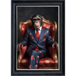 Chimpanzee in floral suit - Framed Animal Wall Art