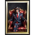 Chimpanzee in floral suit - Framed Animal Wall Art