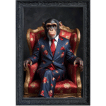 Chimpanzee in floral suit - Framed Animal Wall Art