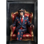 Chimpanzee in floral suit - Framed Animal Wall Art