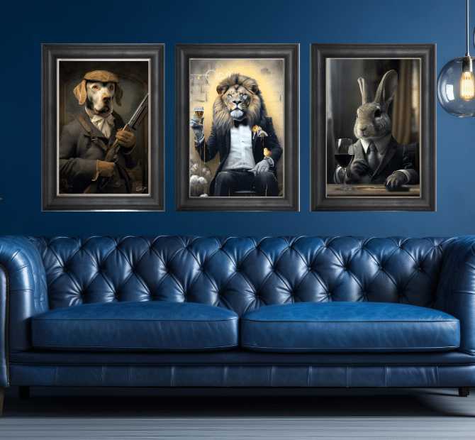 animal in suits wall art