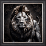 Tattooed Lion - Framed Animal Wall Art
