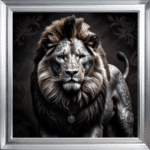Tattooed Lion - Framed Animal Wall Art