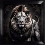 Tattooed Lion - Framed Animal Wall Art