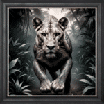 Tattooed Lioness - Framed Animal Wall Art