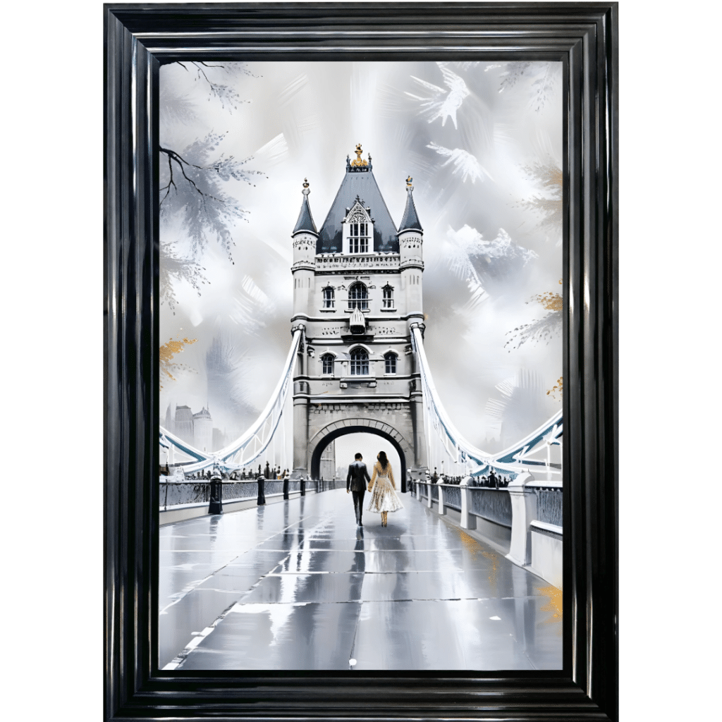 Romantic Bridge Walk - Framed Wall Art